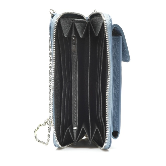 VERA PELLE Wallet and Cell Holder with Zip Closure and Chain Crossbody Strap - Picture 9 of 11